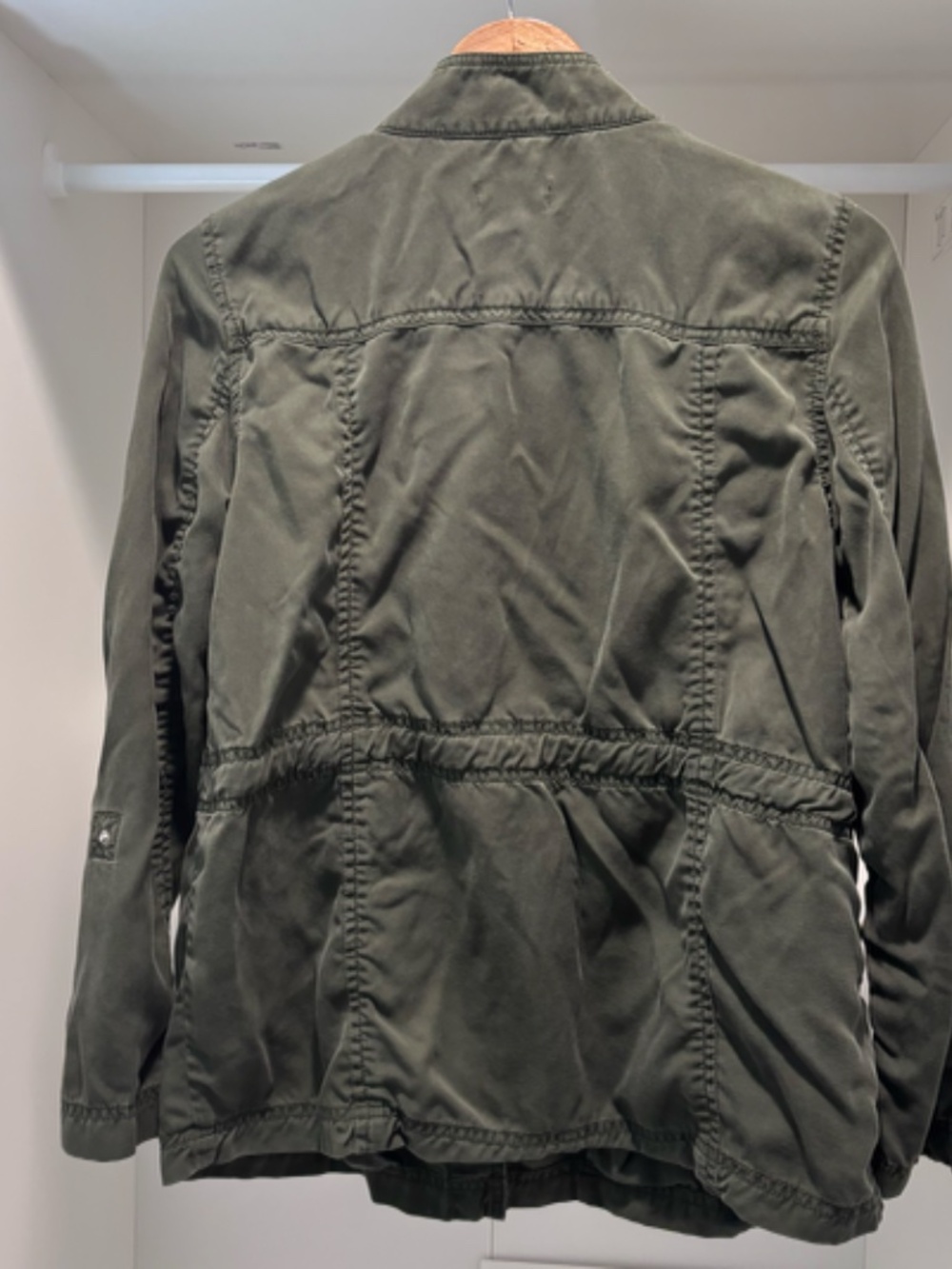 AnnTaylor LOFT Green Military Style Shacket Jacket Size Medium Lightweight - Picture 3 of 4
